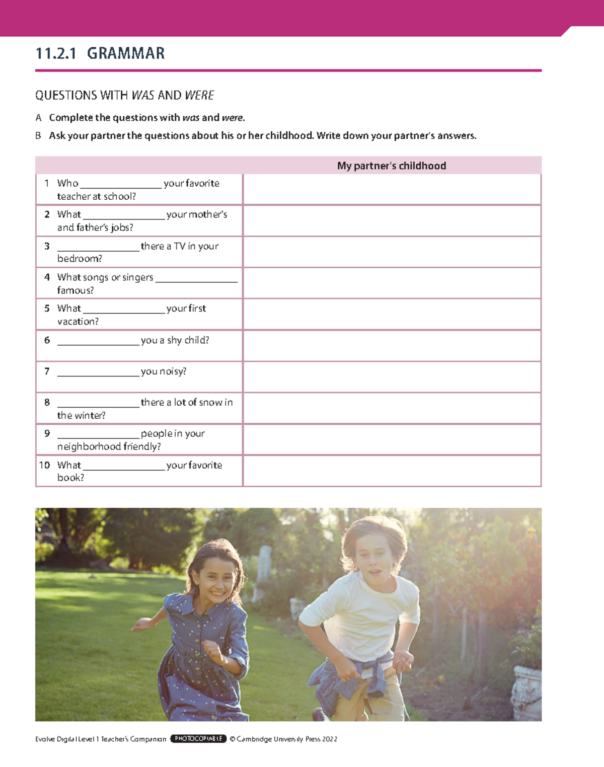 Evolve Digital Level 1 Worksheets 11.2 - QUESTIONS WITH WAS AND WERE A ...