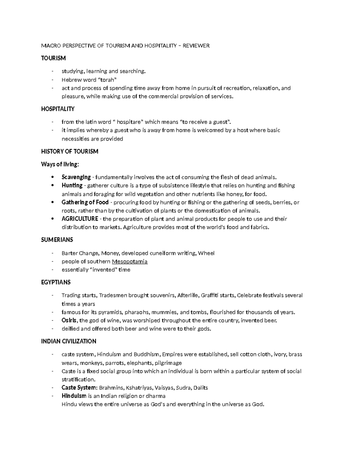 Macro Perspective OF Tourism AND Hospitality - MACRO PERSPECTIVE OF ...