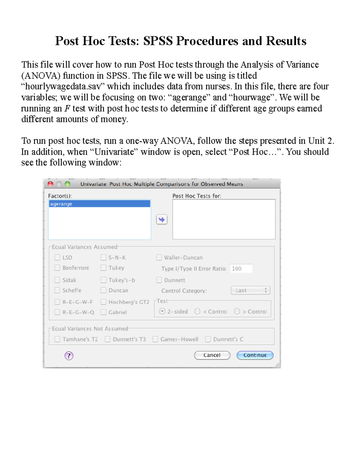 Post Hoc Tests in SPSS: ANOVA Procedures & Results Analysis - Studocu