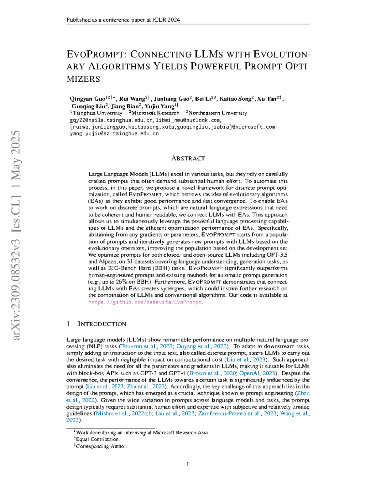 E VO P ROMPT: Discrete Prompt Optimization with Evolutionary Algorithms ...