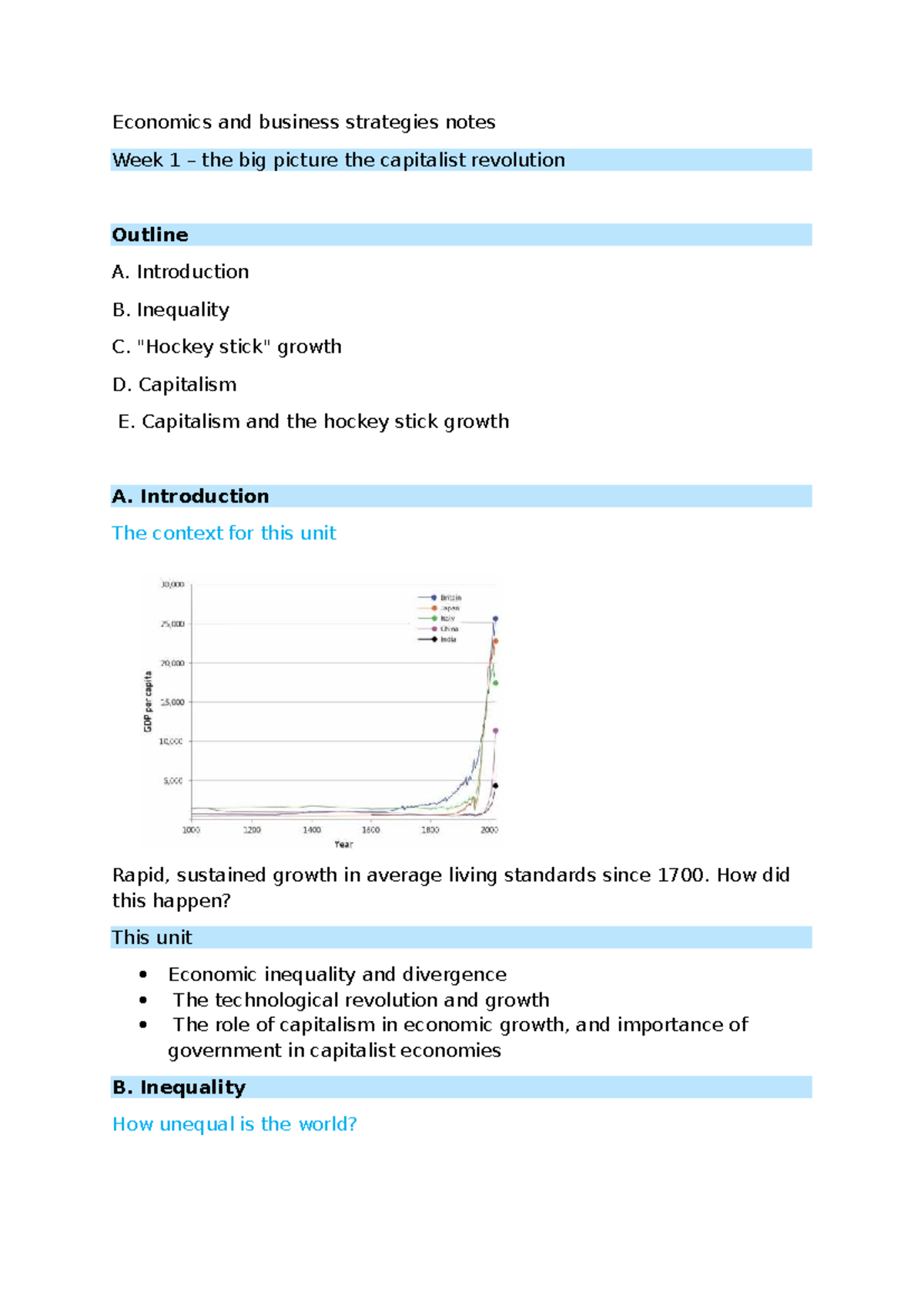 ECO 101: Week 1 Notes on Capitalism and Economic Growth - Studocu