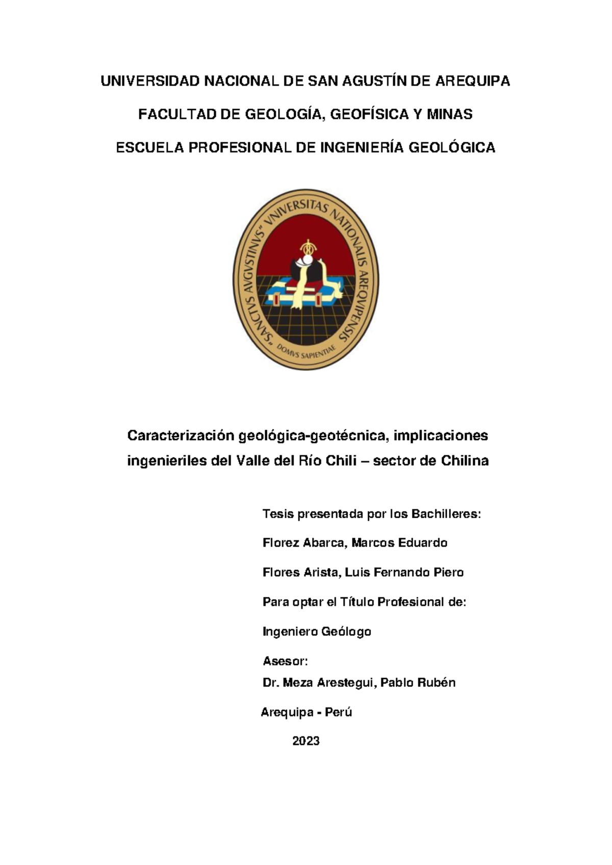 Caracterización geológica y geotécnica del Río Chili en Chilina - Tesis 2023 - Document Preview