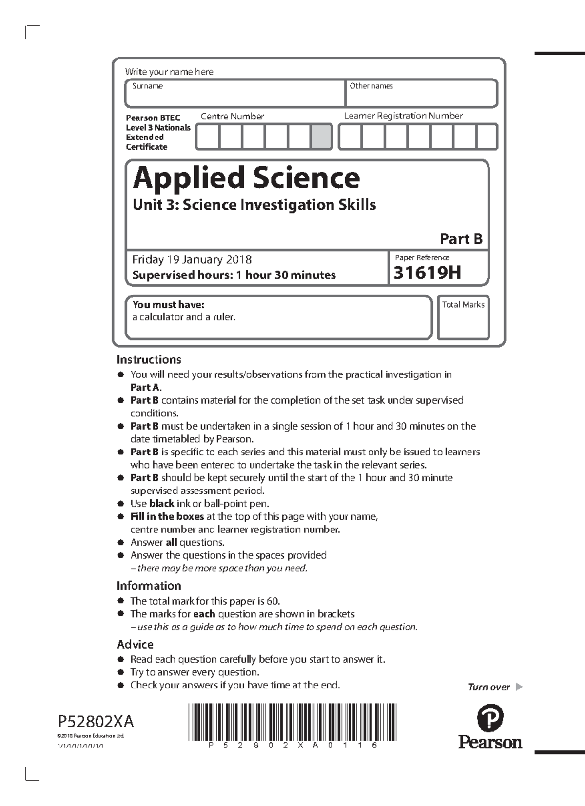 Applied Science Unit 3: Investigation Skills Task B Guide - Studocu