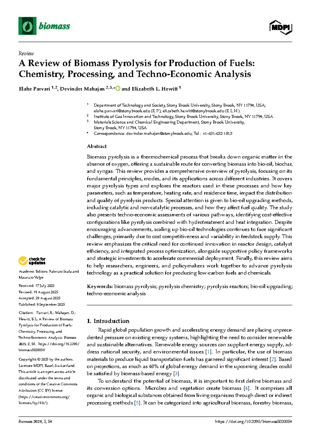 A Comprehensive Review of Biomass Pyrolysis for Fuel Production ...