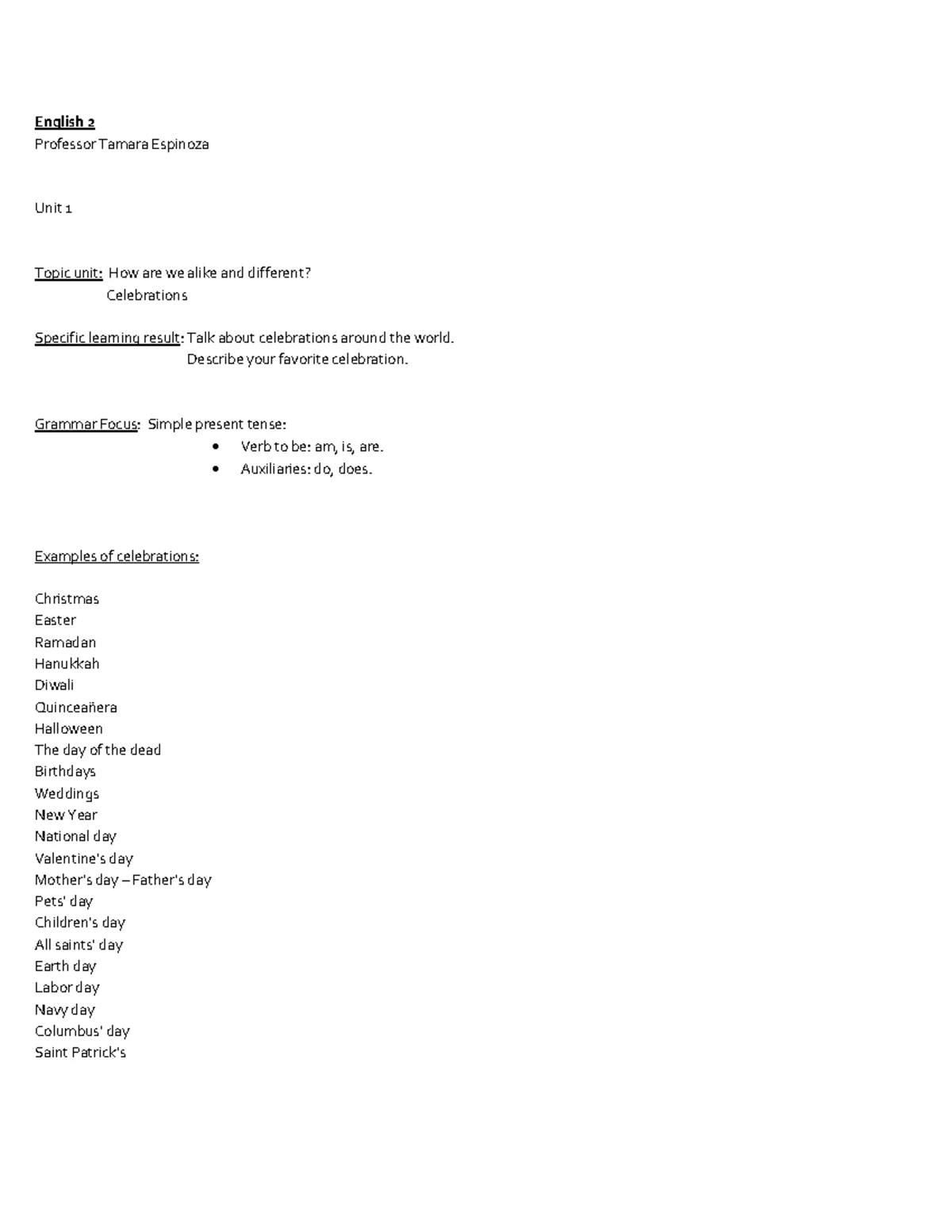Extra Activities for English 2: Unit 6 - Understanding Others - Studocu