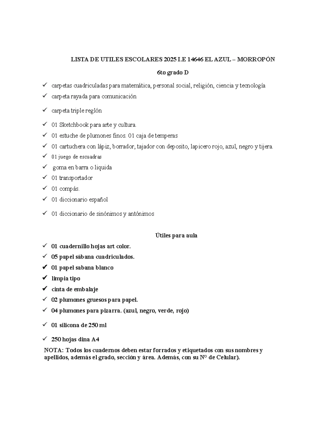 Lista de Útiles Escolares 2do Grado 2025 - Materiales y Requisitos ...
