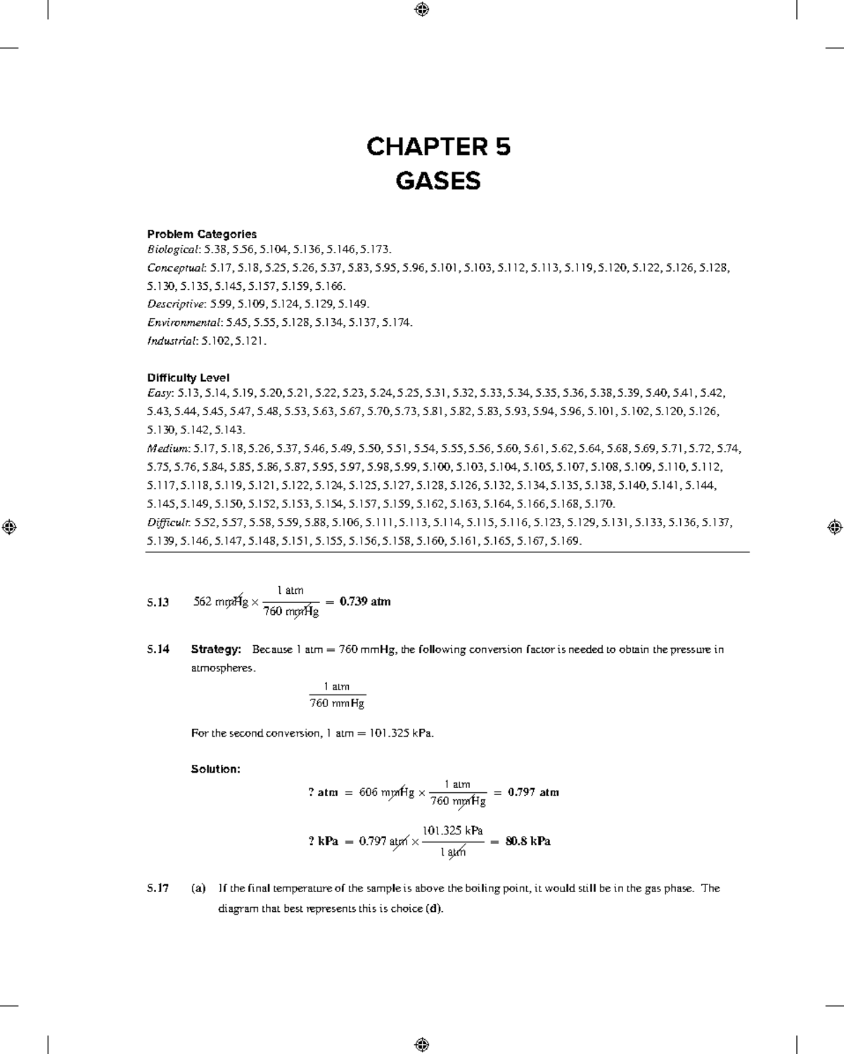 CHAPTER 5 GASES Problem Categories and Solutions (ISM 250419) - Studocu