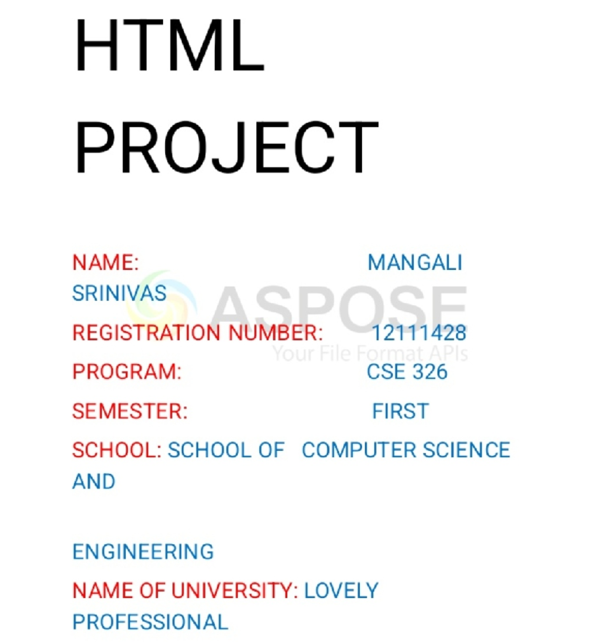 Cse 326 project 1 - format of cse326 - HTML and CSS - LPU - Studocu