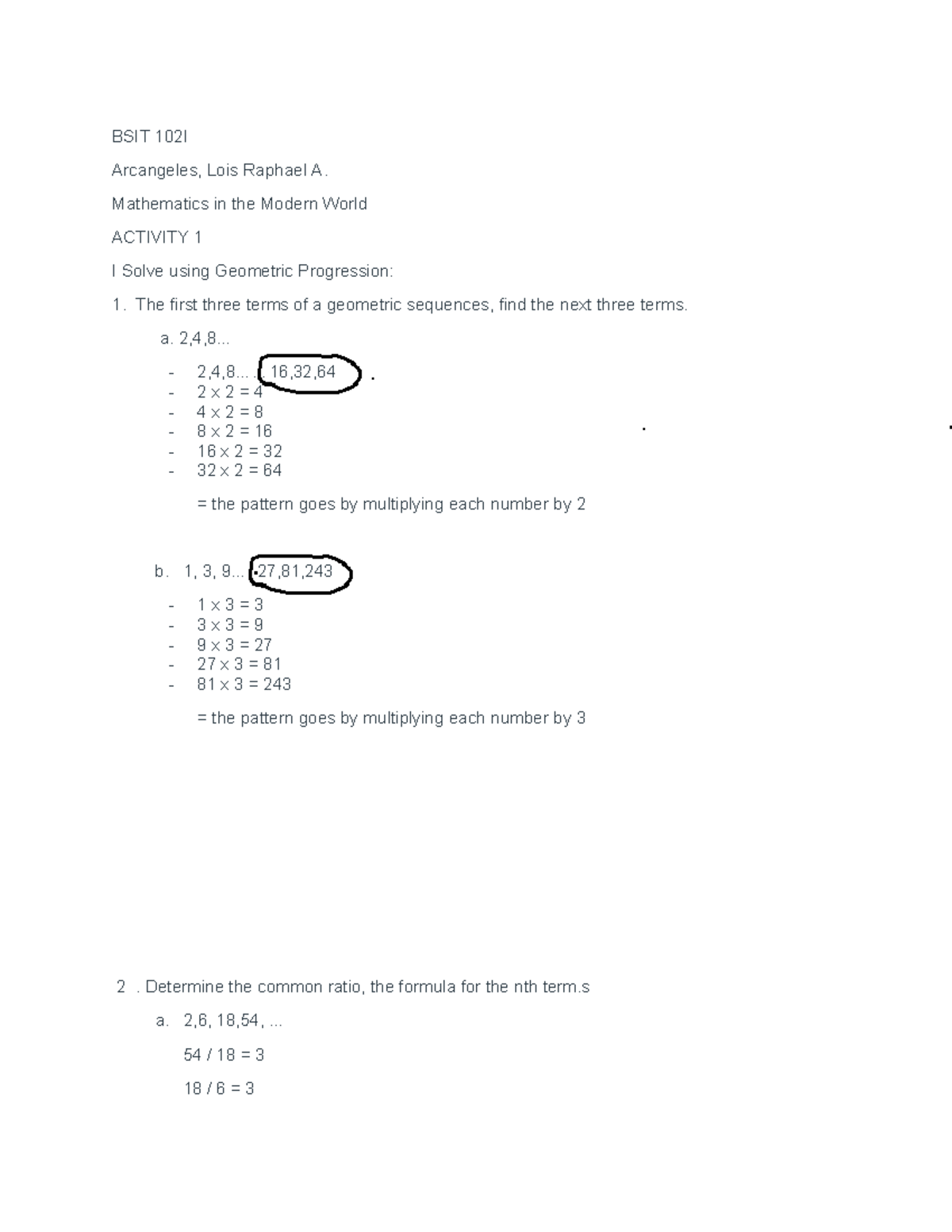 Activity 1 - assignment - BSIT 102I Arcangeles, Lois Raphael A ...