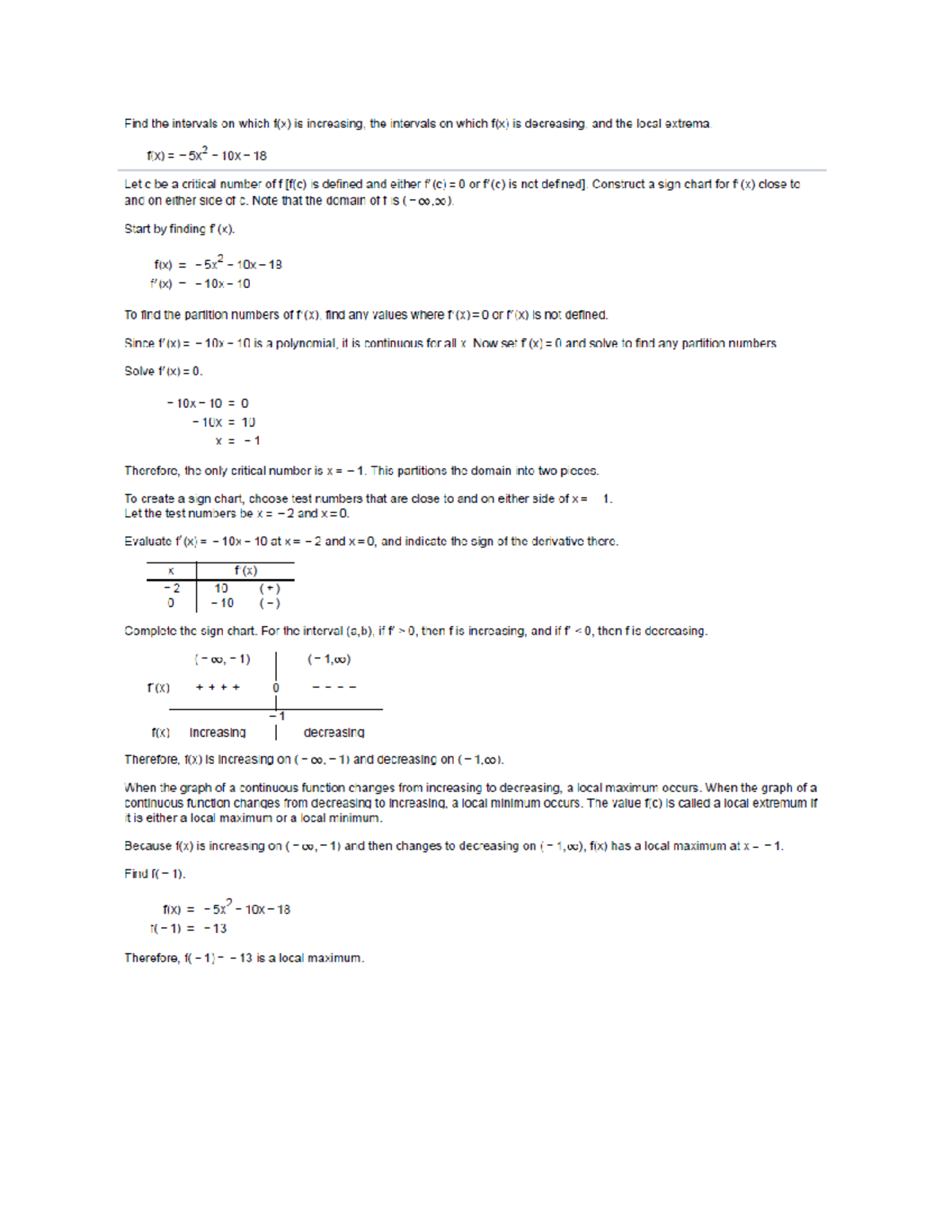 BUS 2801 02W Calculus I: Increasing/Decreasing Intervals & Extrema ...
