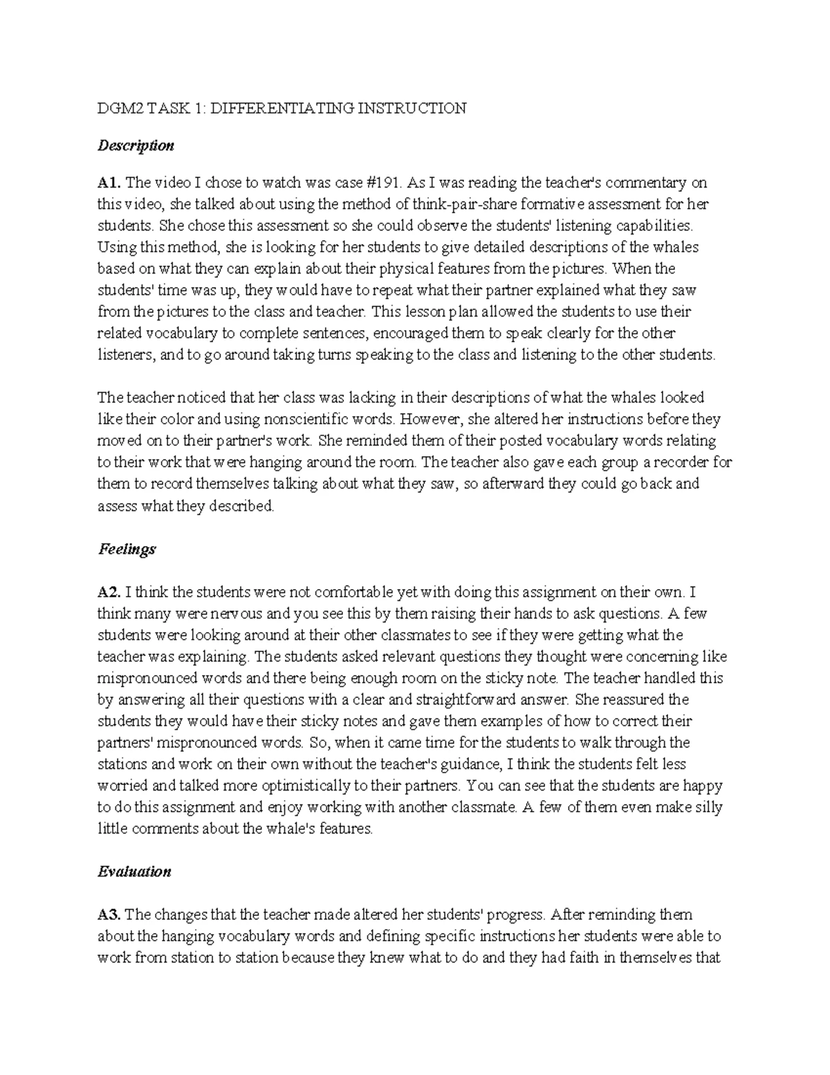 D001 Task 1: Functional Behavior Assessment & Intervention Plan - Studocu