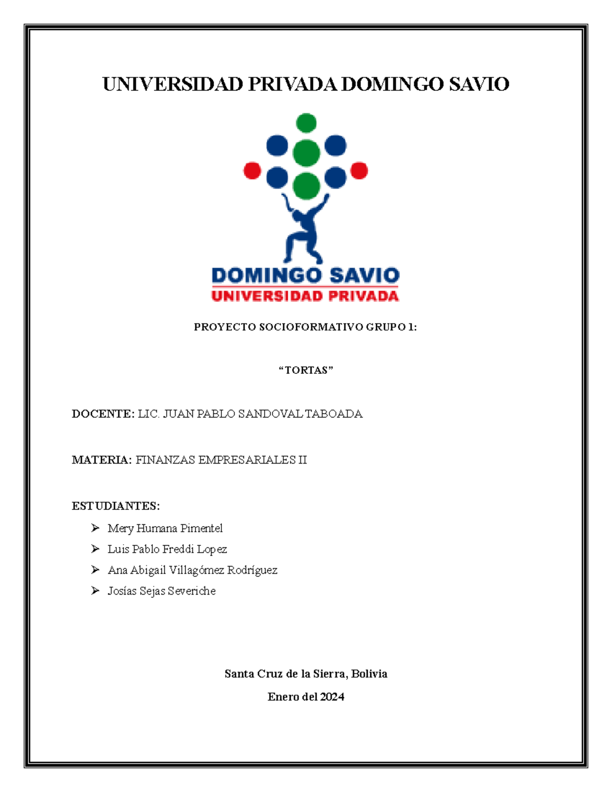 Proyecto Socioformativo sobre "Tortas" en Finanzas II 2024 - Document Preview