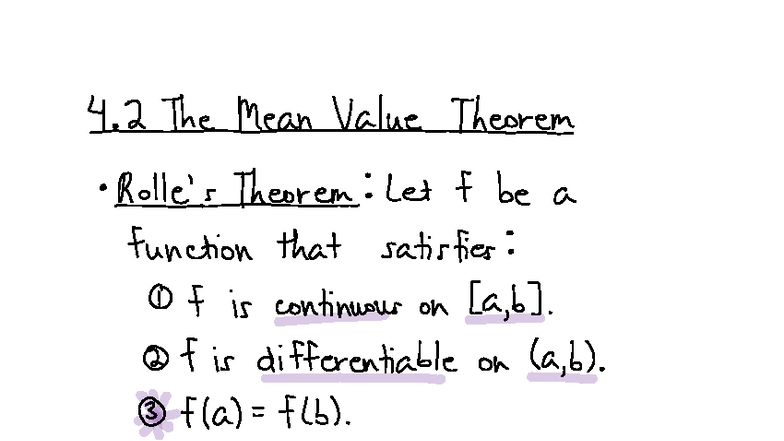 Mean Value Theorem Notes (MATH 031) - Studocu