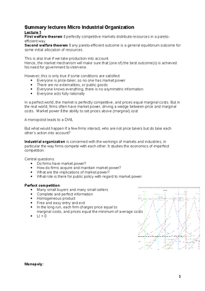 Microeconomics - Industrial Organization - EBB067A05 - RUG