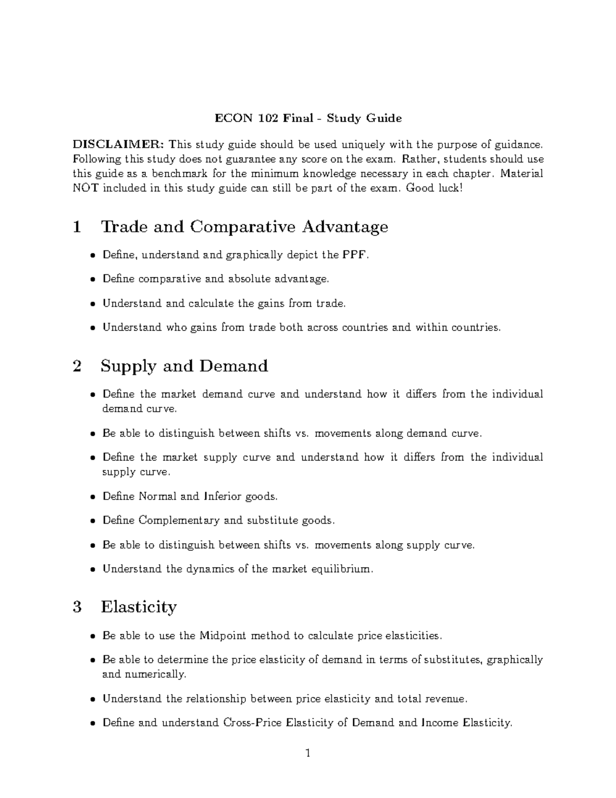 ECON 102 Final - Study Guide - Studocu