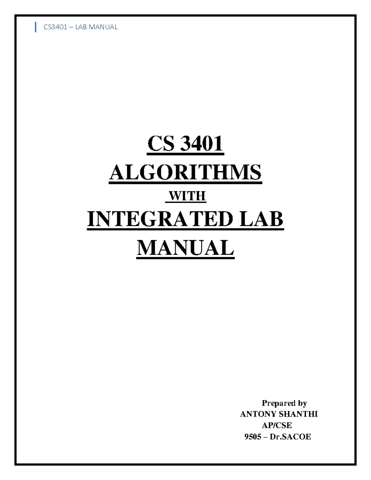 Algorithms - CS3401 - Notes - Unit 3 - Divide and Conquer Techniques ...
