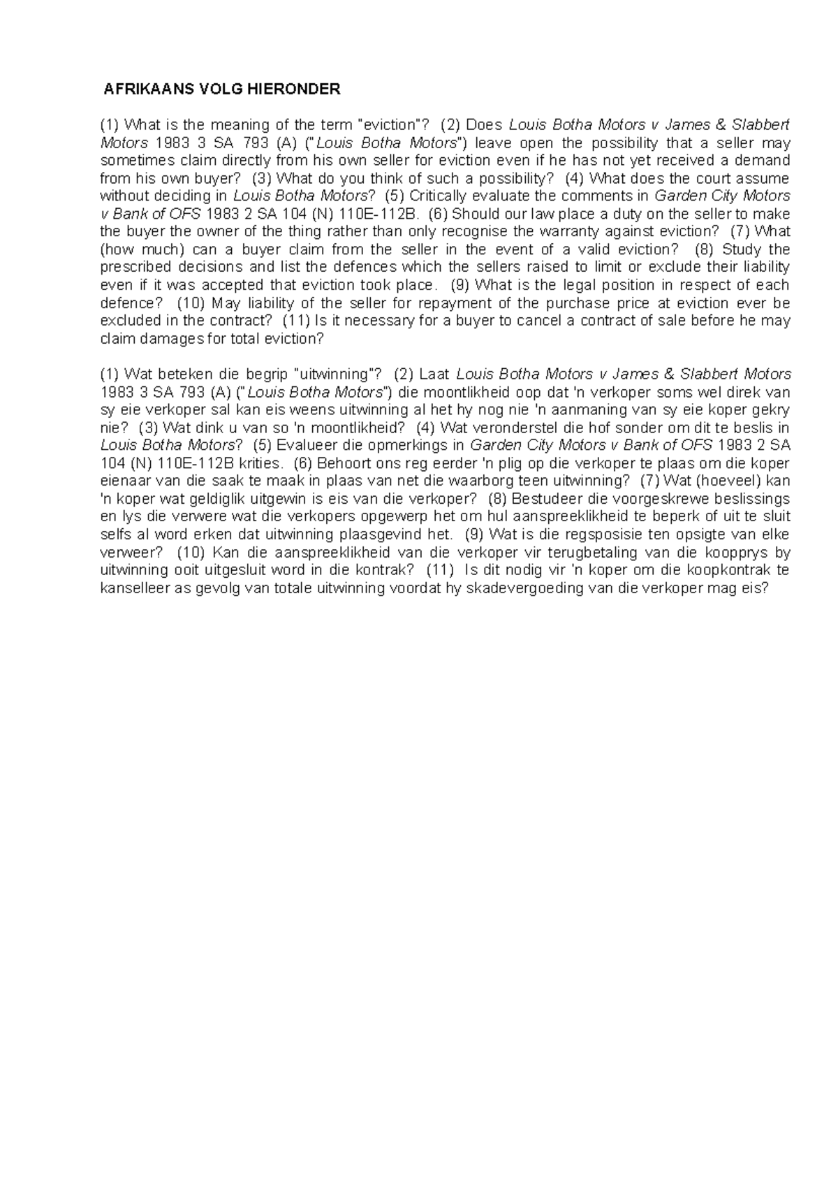 EVT 101: Eviction Legal Questions & Evaluations Guide - Studocu