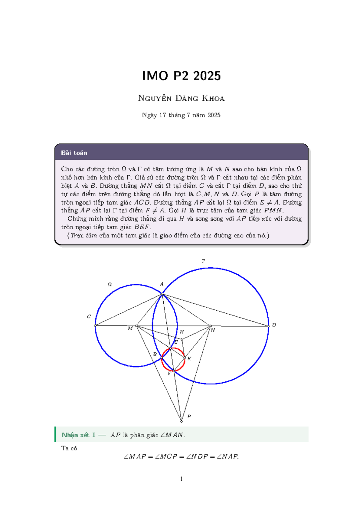 IMO P2 2025 - Practice Problems on Circle Geometry - Studocu