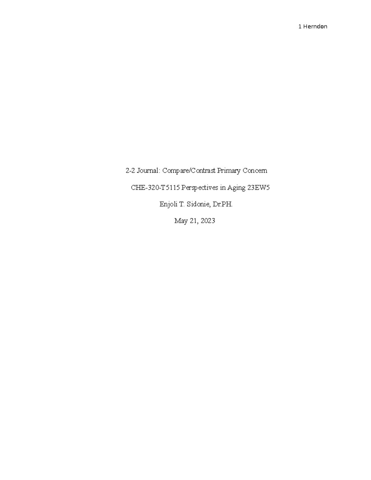2-2 Journal Compare Contrast Primary Concern - 2-2 Journal: Compare ...