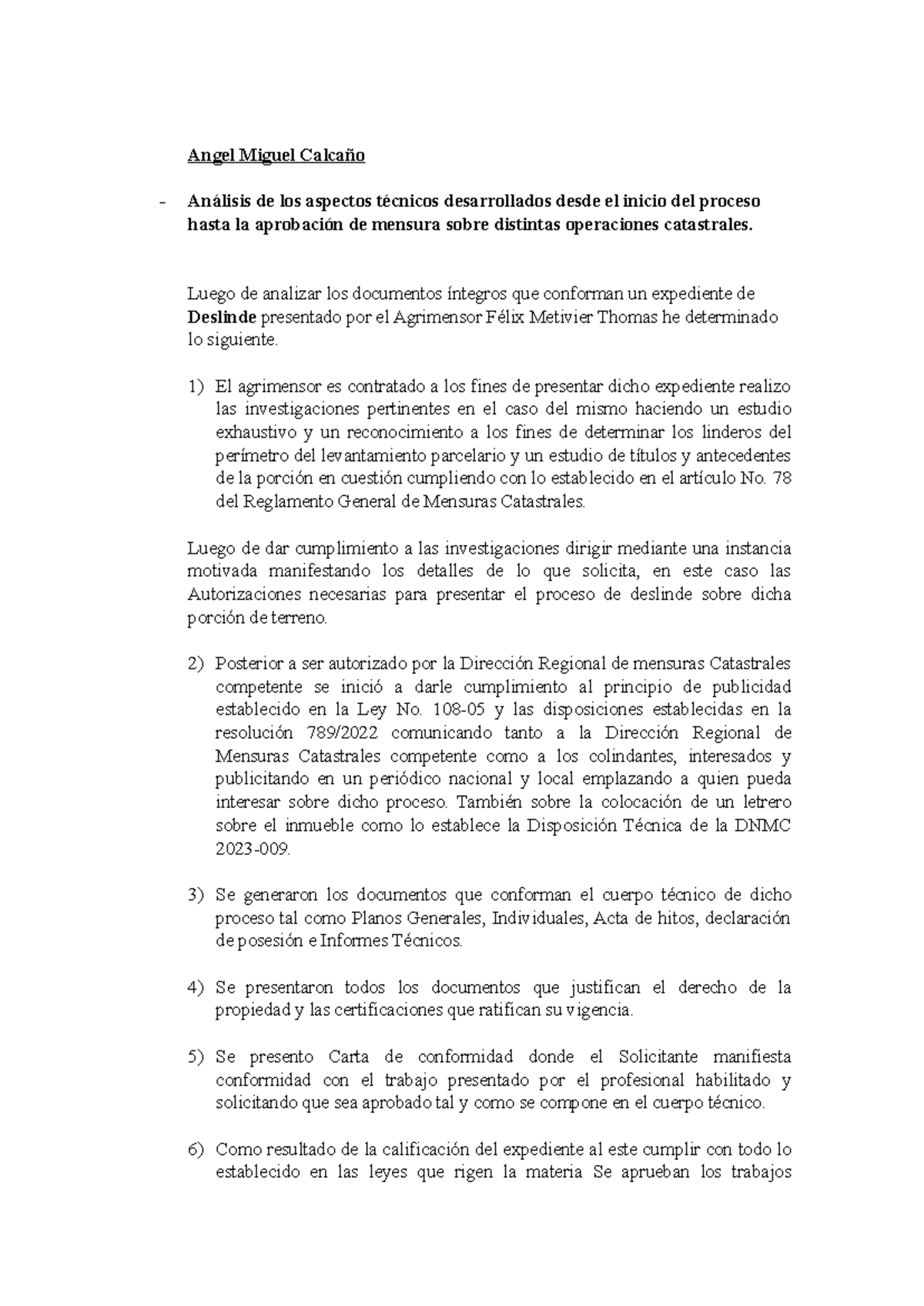 Informe Angel Miguel - Angel Miguel Calcaño Análisis de los aspectos ...