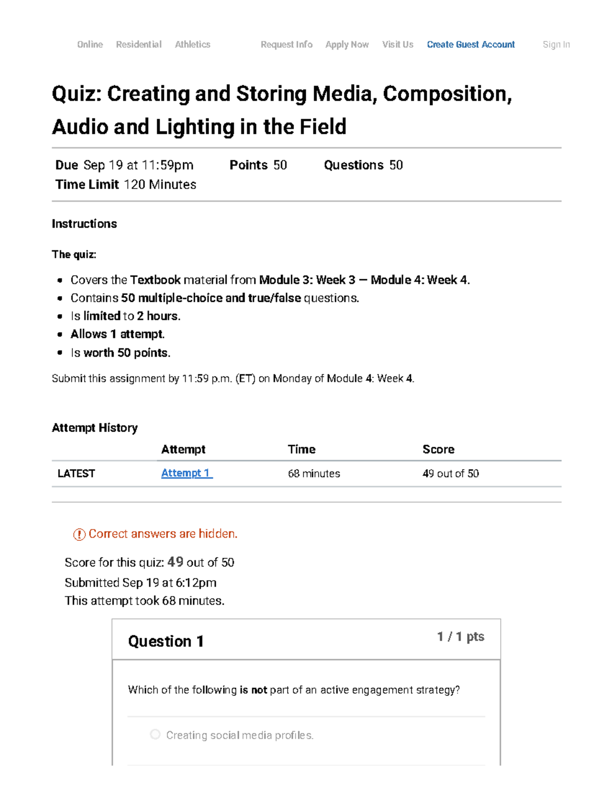Week 4 Quiz Creating and Storing Media, Compo... STCO348 Strategic ...