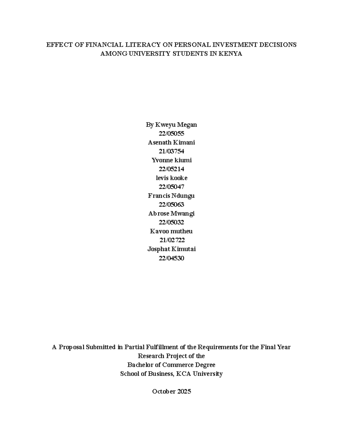 Effect of Financial Literacy on Investment Decisions Among Uni Students ...