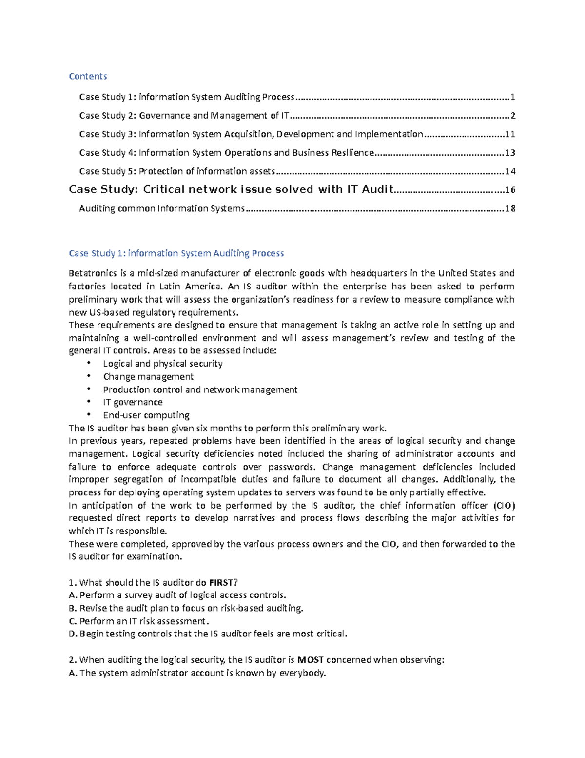 Case Study Analysis on IS Auditing Process and Information Security ...