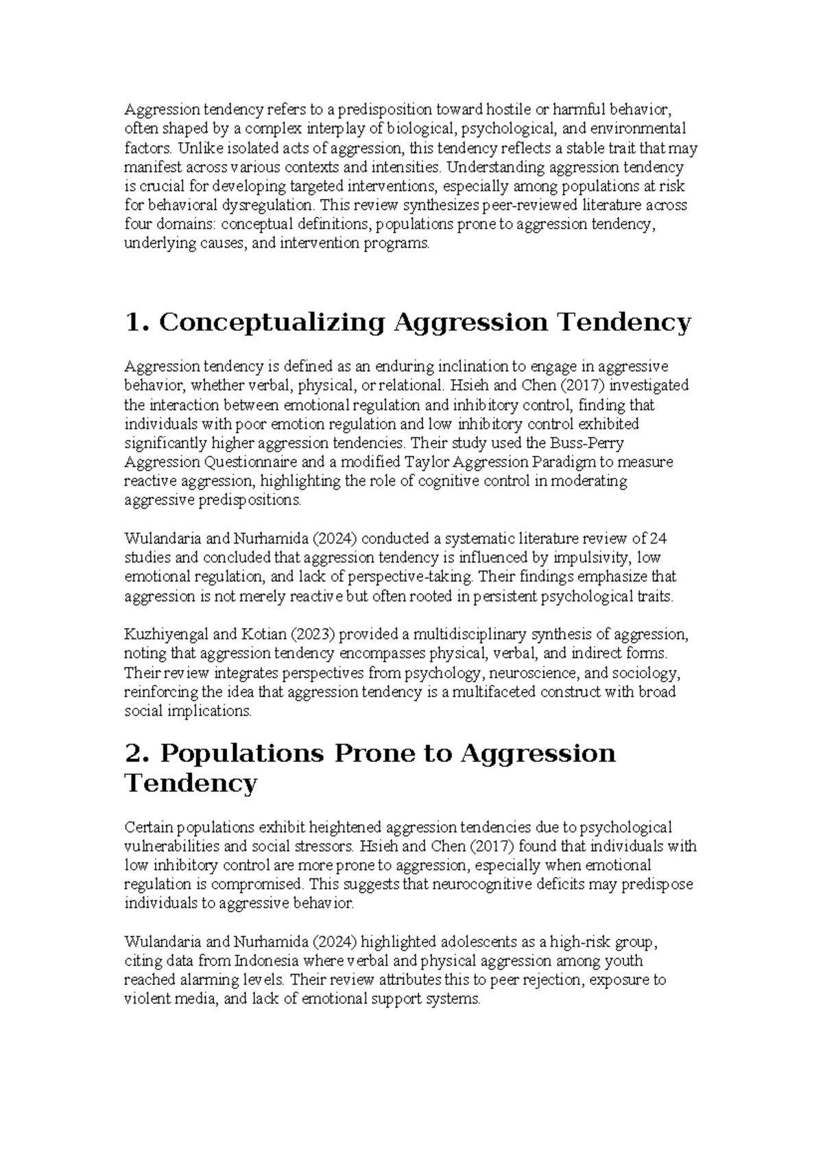 Aggression Tendency: A Comprehensive Review of Influences and ...