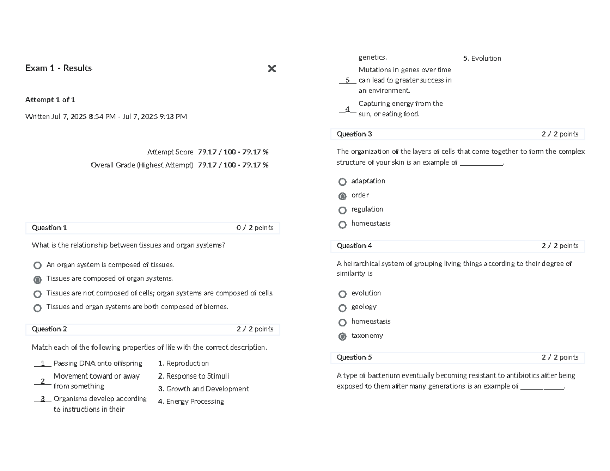 Biology 101: Exam 1 Results & Key Concepts on Evolution and Genetics ...