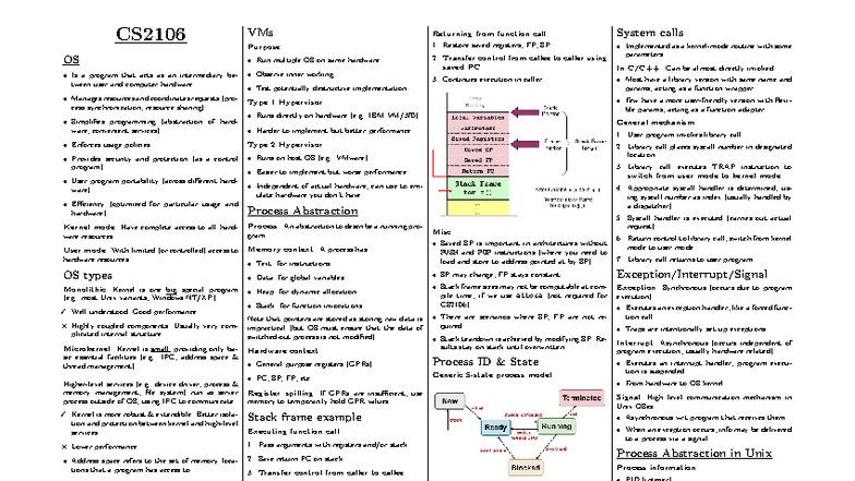 CS2106 Midterm Study Notes: System Calls and Process Management - Studocu