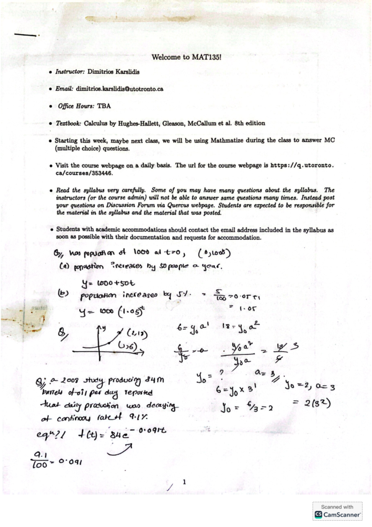 MAT135 Final Exam Week 1 Lecture Notes by Dimitrios Karslidis - Studocu