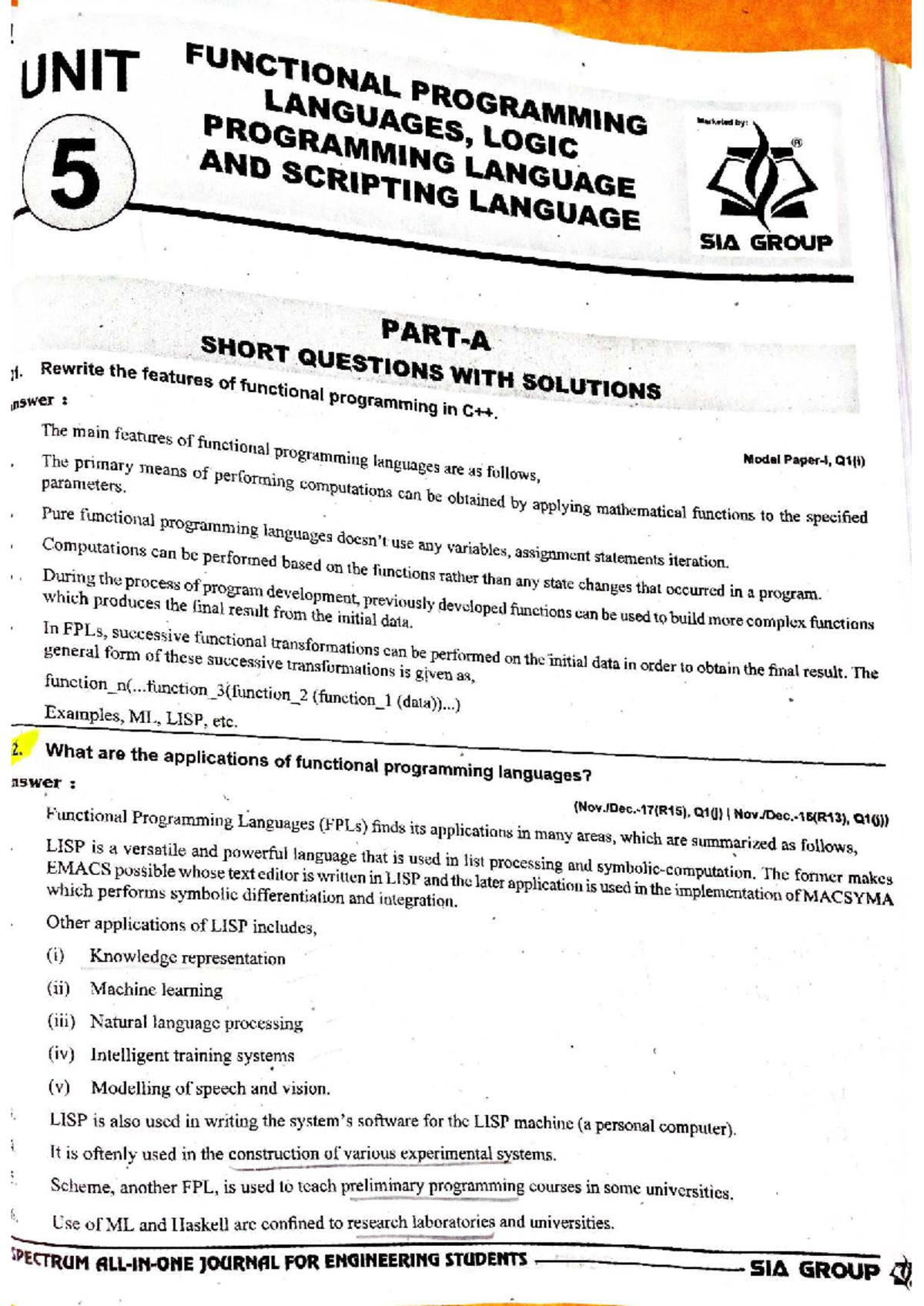 Ppl unit 5 ppl spectrum jntuh r18 - UNIT FUNCTIONAL PROGRAMMING ...