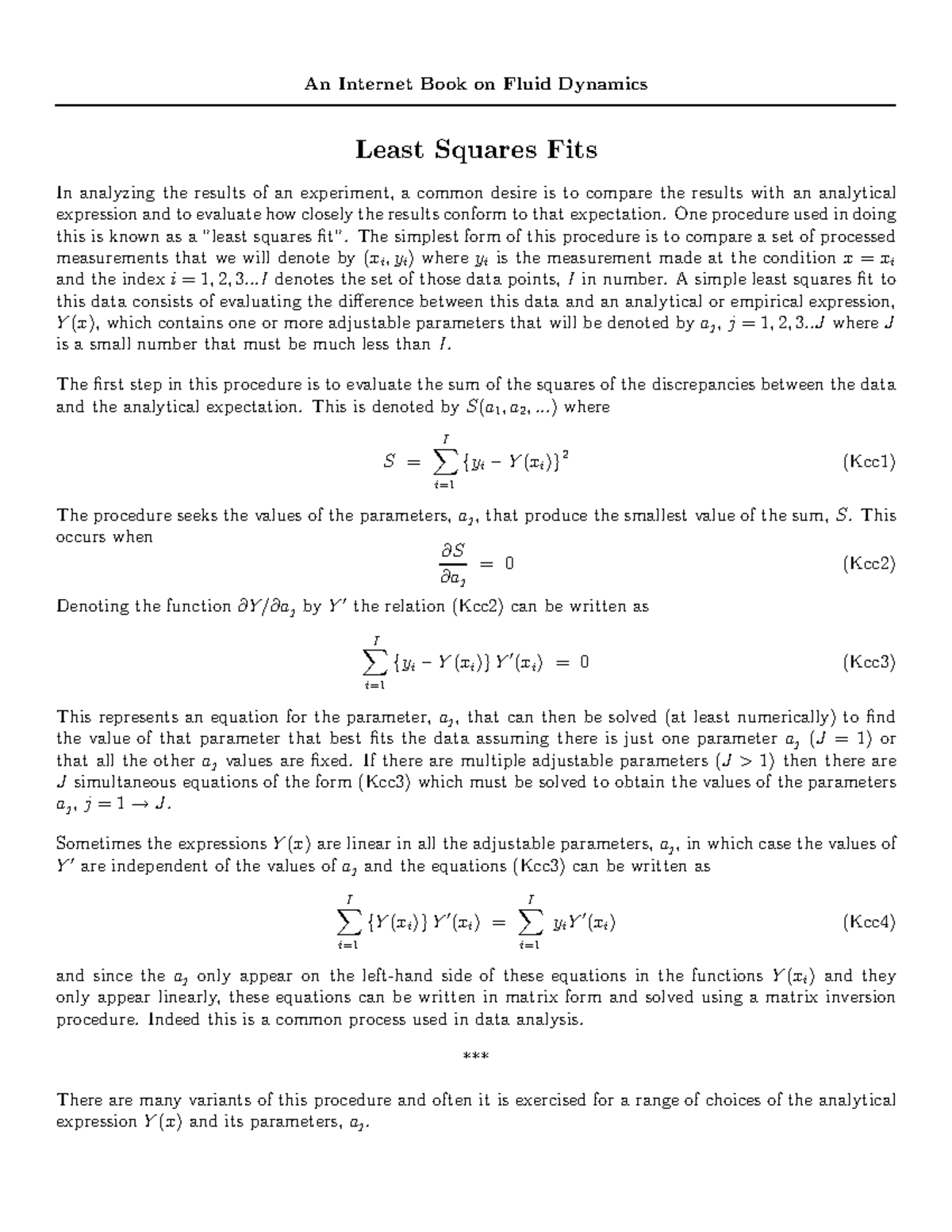 Least squares fit data - An Internet Book on Fluid Dynamics Least ...