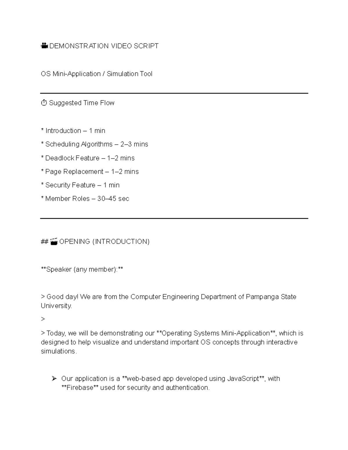 OS Simulation Tool Demo Script: Scheduling, Deadlock & Security - Studocu