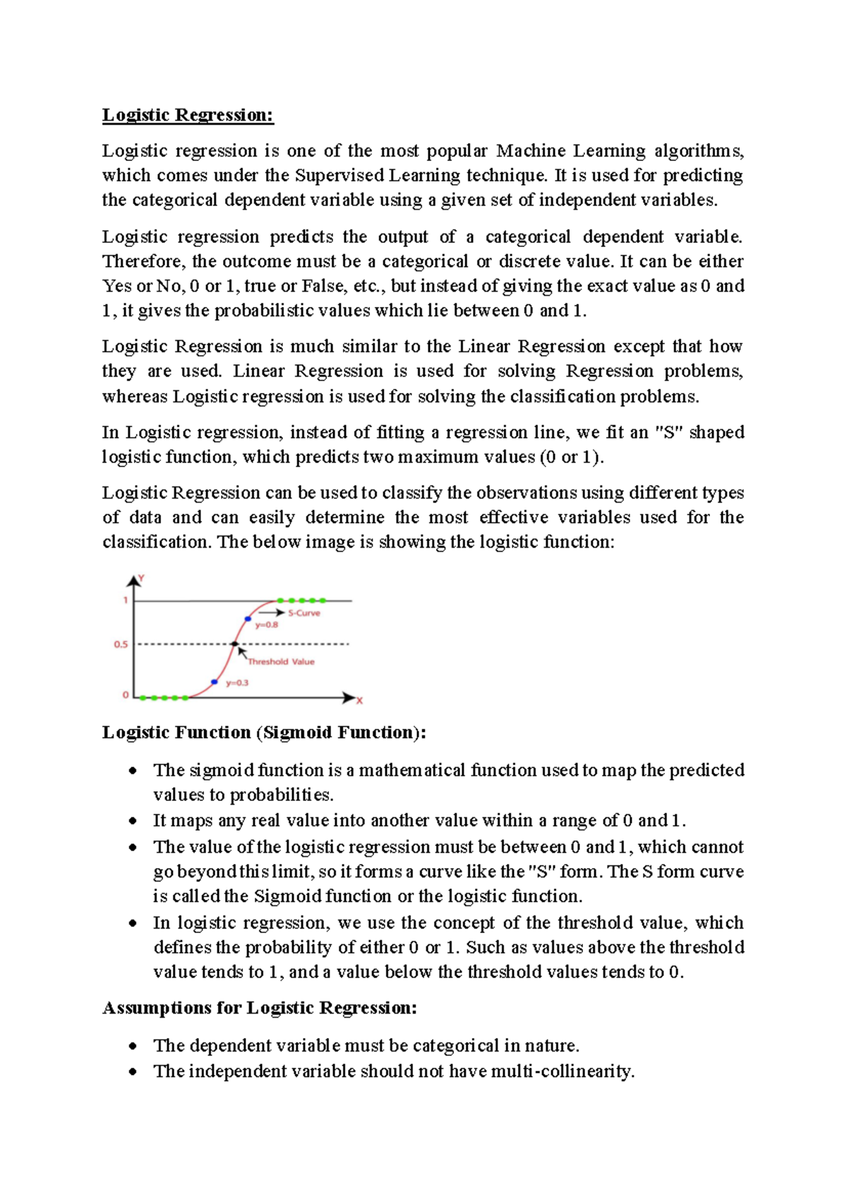 Logistic Regression: Fundamentals and Applications in ML - Studocu