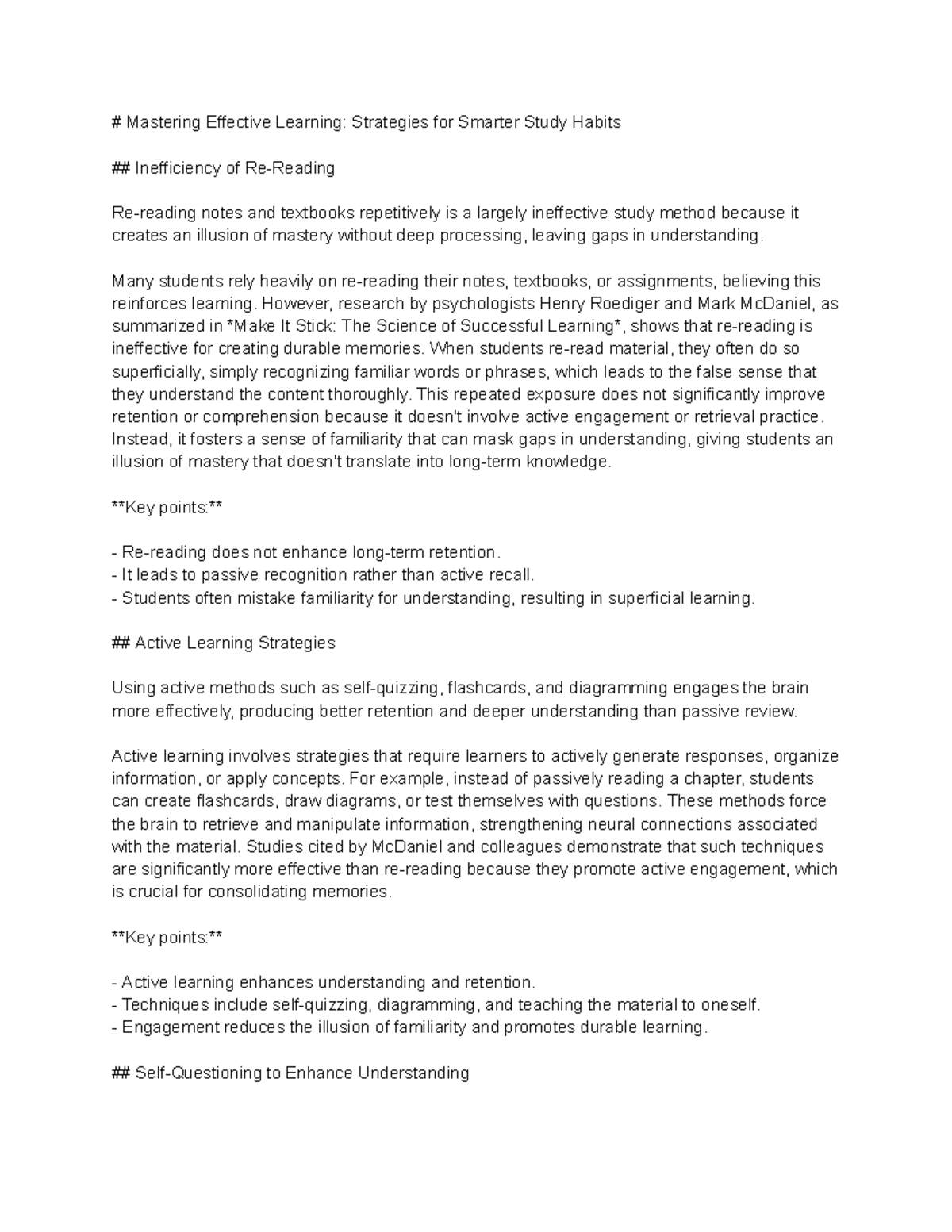 Mastering Effective Learning: Strategies for Smarter Study (EDU 101 ...