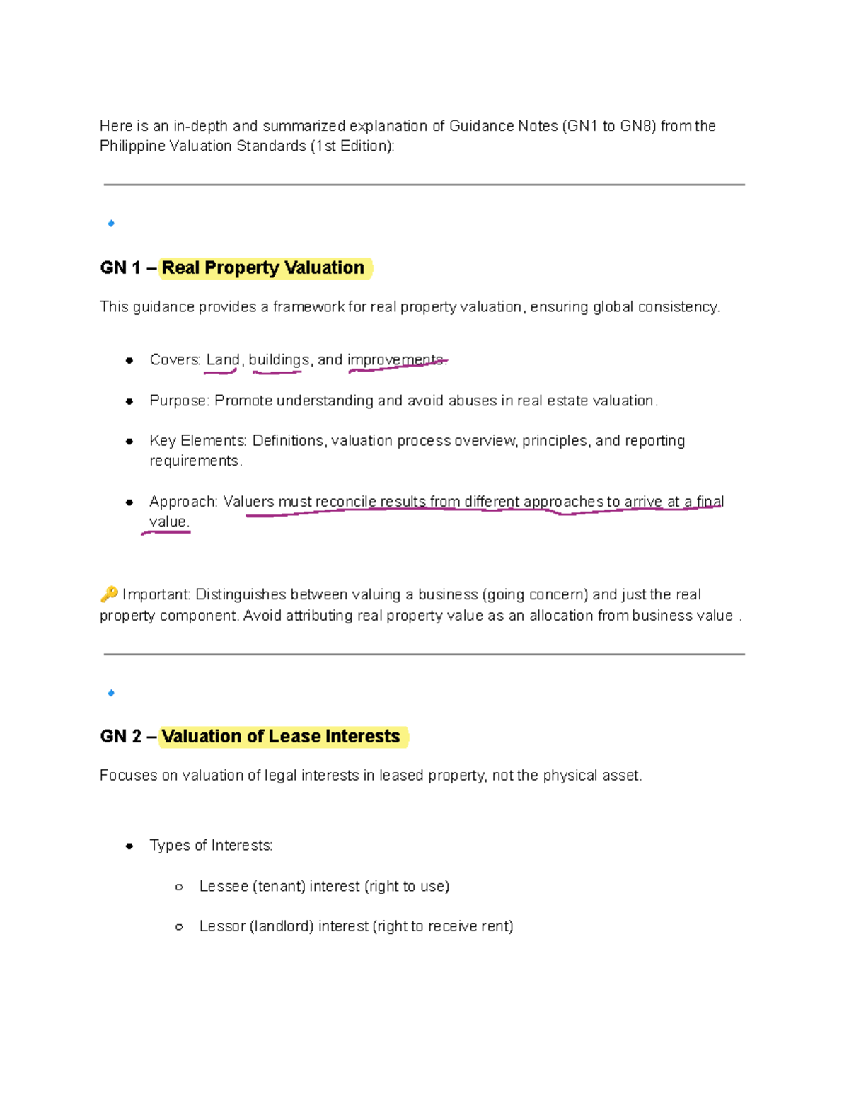 Guidance Notes Summary: Philippine Valuation Standards (PVS) GN1-GN8 ...