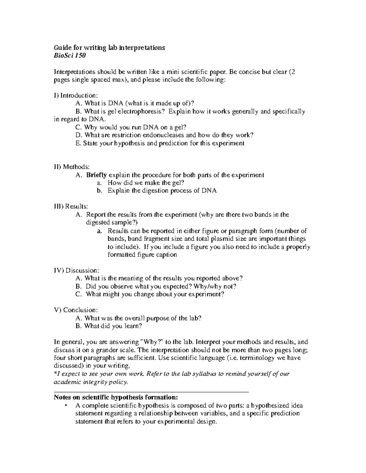 BioSci 150 Fall 2024 DNA Lab Interpretation Writing Guide - Studocu