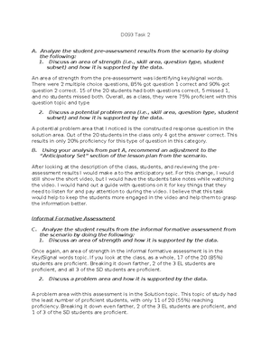 D093 Task 1 - Passed - D093 Task 1 A. Create a three-part learning ...