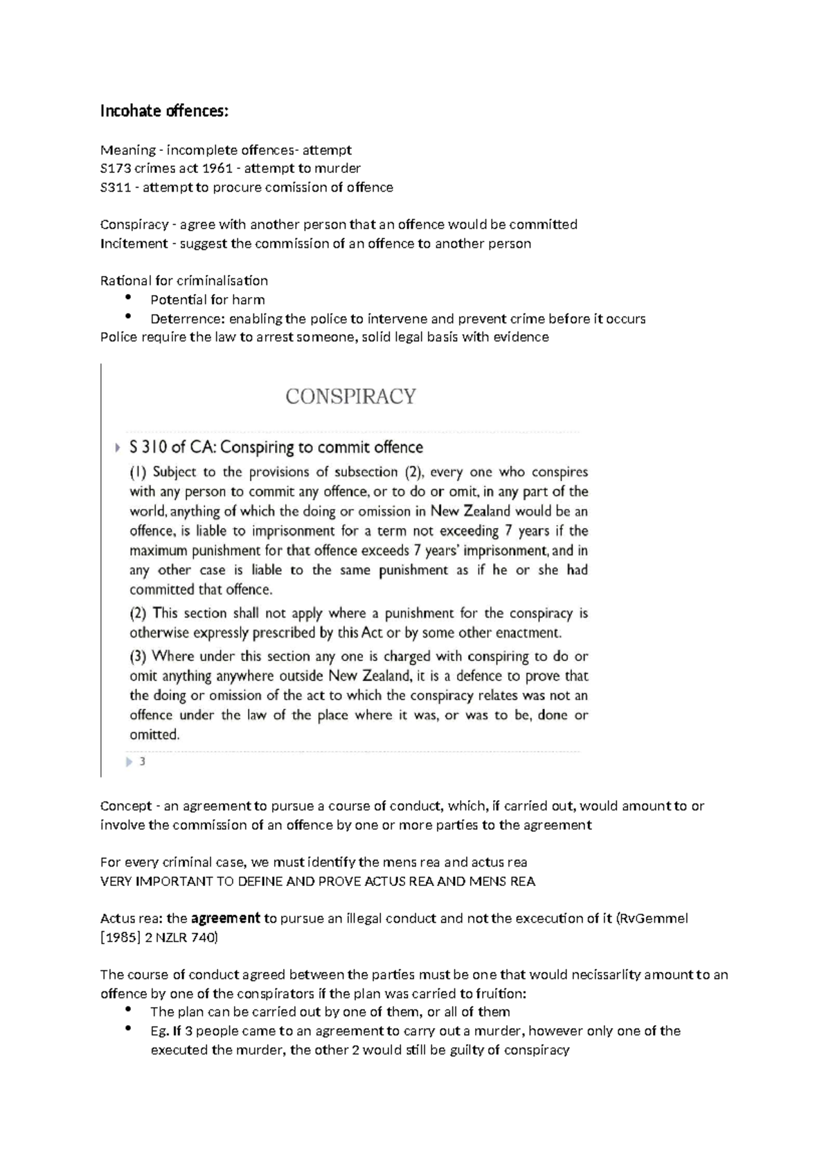 Criminal Law 202: Inchoate Offences & Liability Exam Notes - Studocu