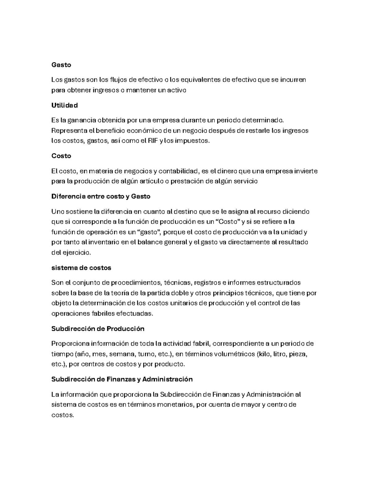 Guiacostosverano - dfasdf - Gasto Los gastos son los flujos de efectivo ...