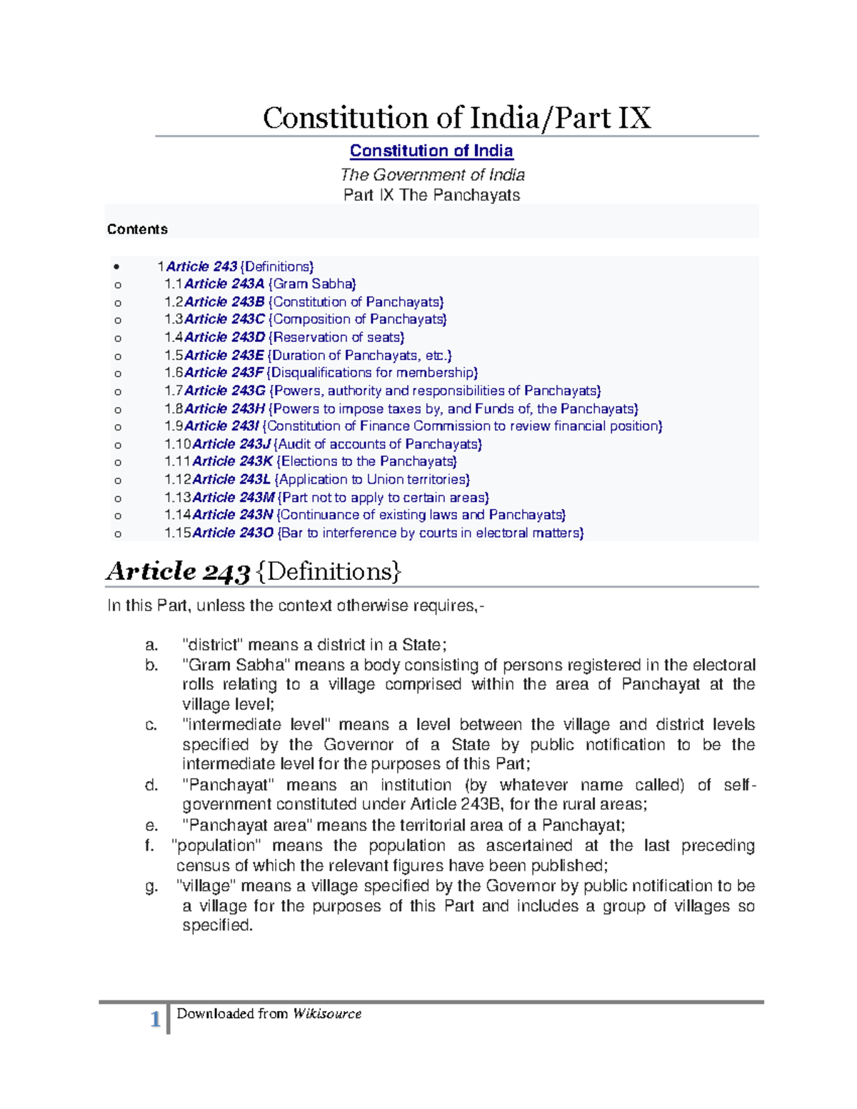 Constitutional Provisions IX - Panchayats (Rural) - Constitution of ...