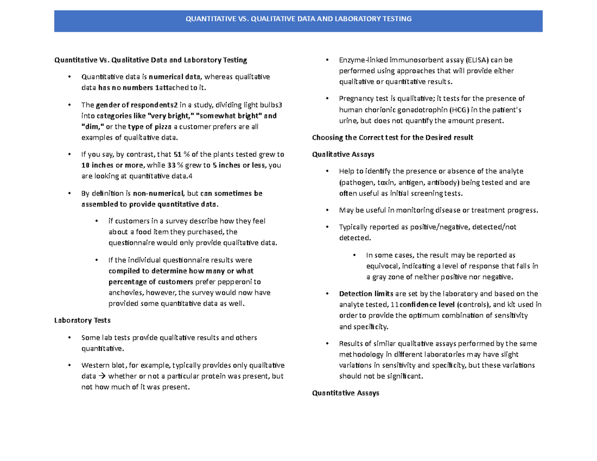 Quantitative vs. Qualitative Data: An Insight into Lab Testing Methods ...