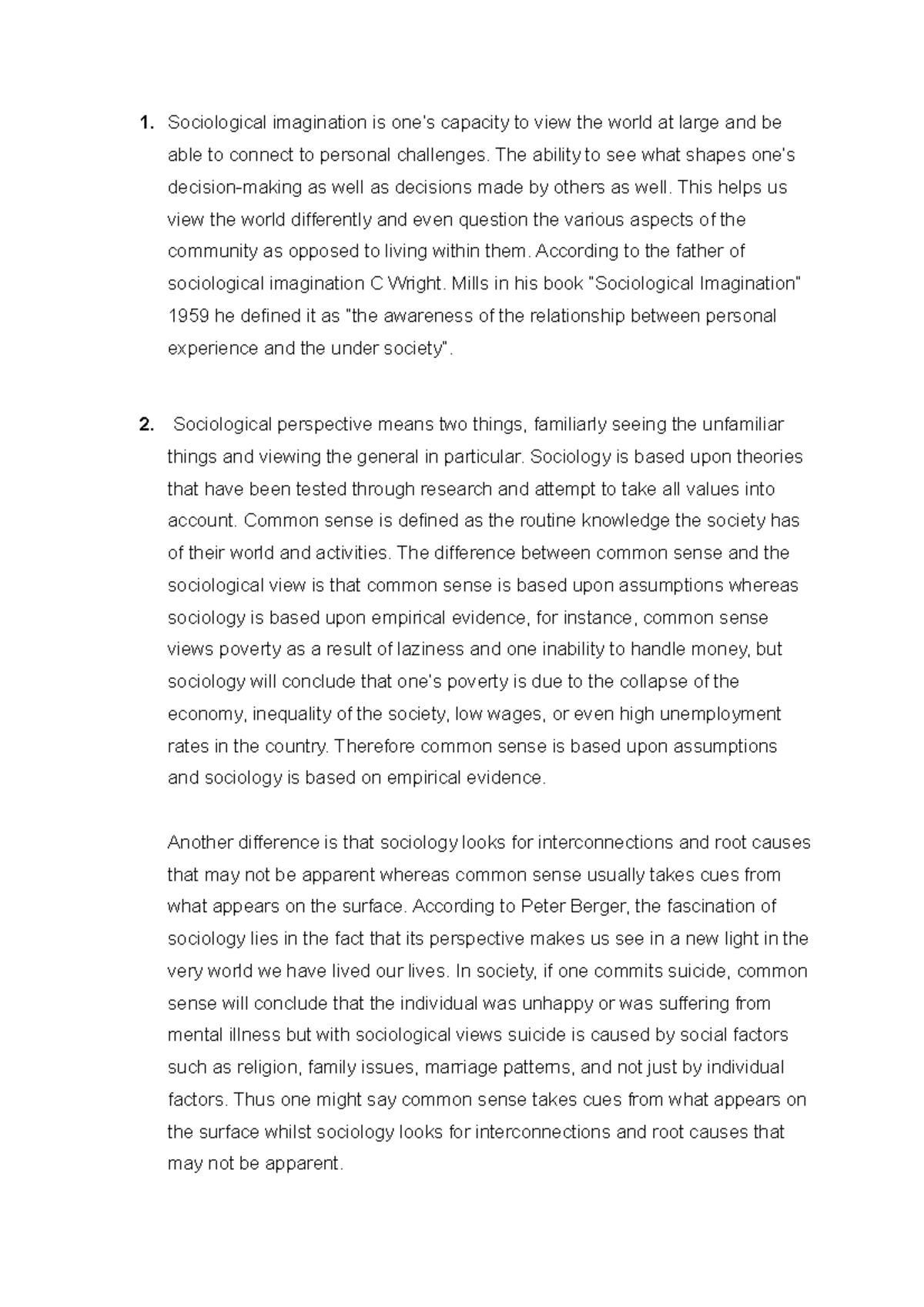 sociological imagination - The ability to see what shapes one’s ...