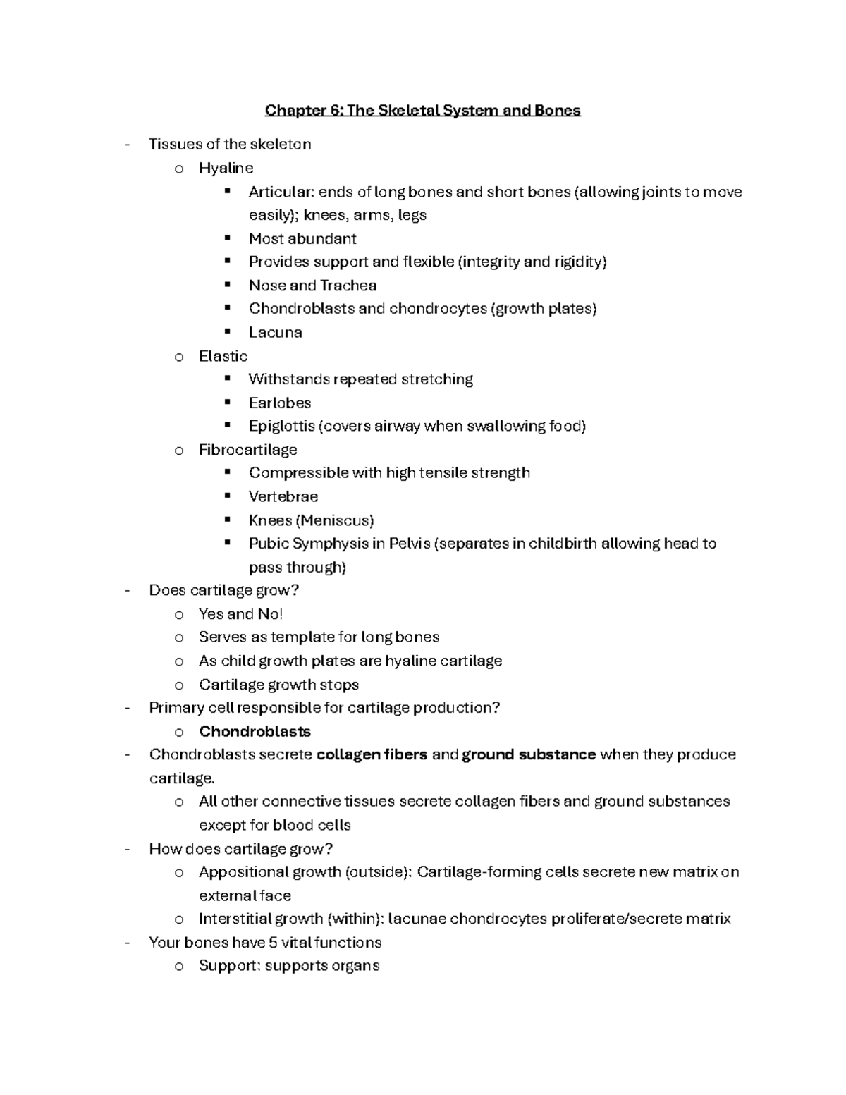 Chapter 6- The Skeletal System and Bones - Chapter 6: The Skeletal ...