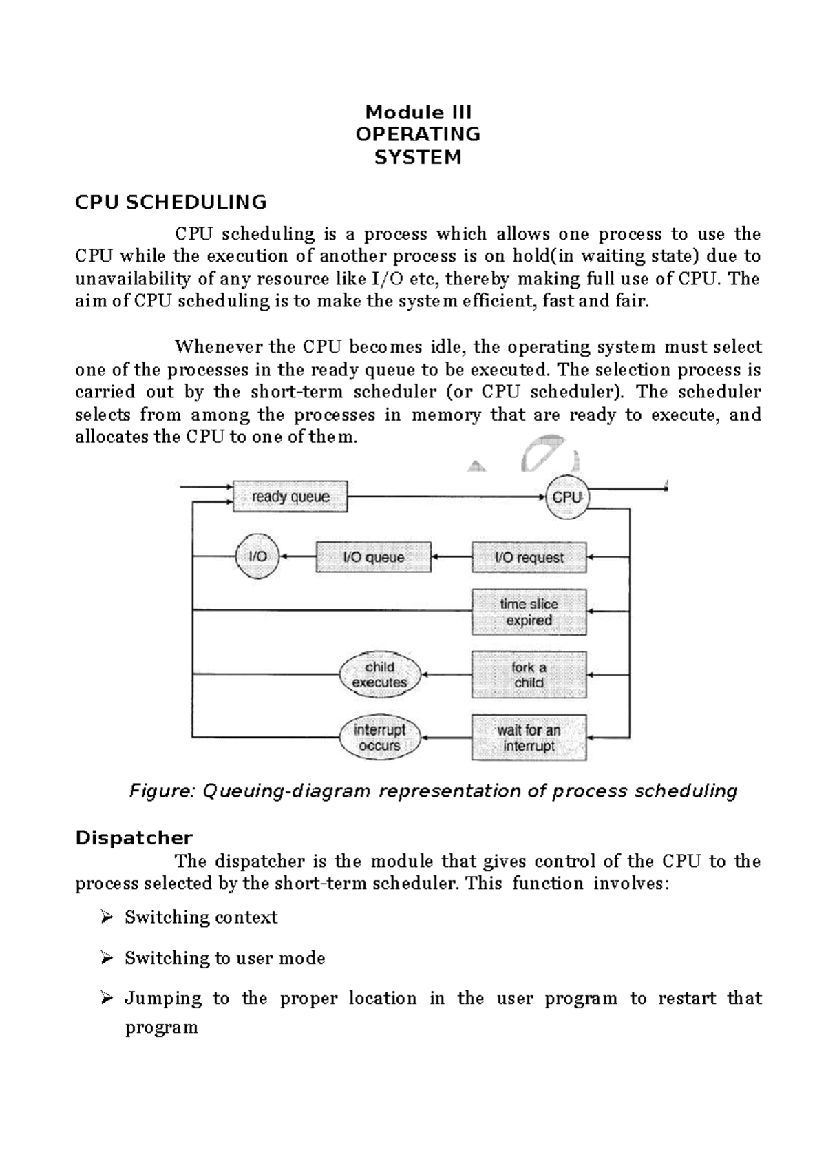 OS UNIT III: CPU Scheduling and Process Synchronization - Studocu