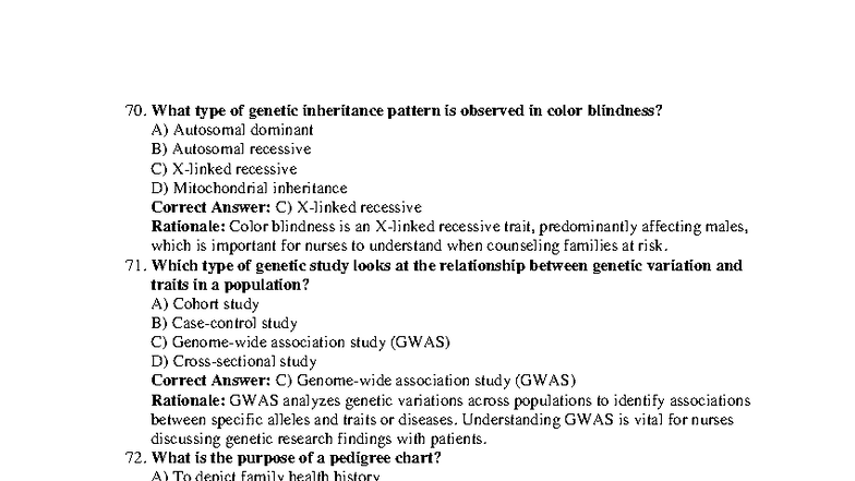 Genetics Test Bank: Key Concepts & Inheritance Patterns (2024) - Studocu