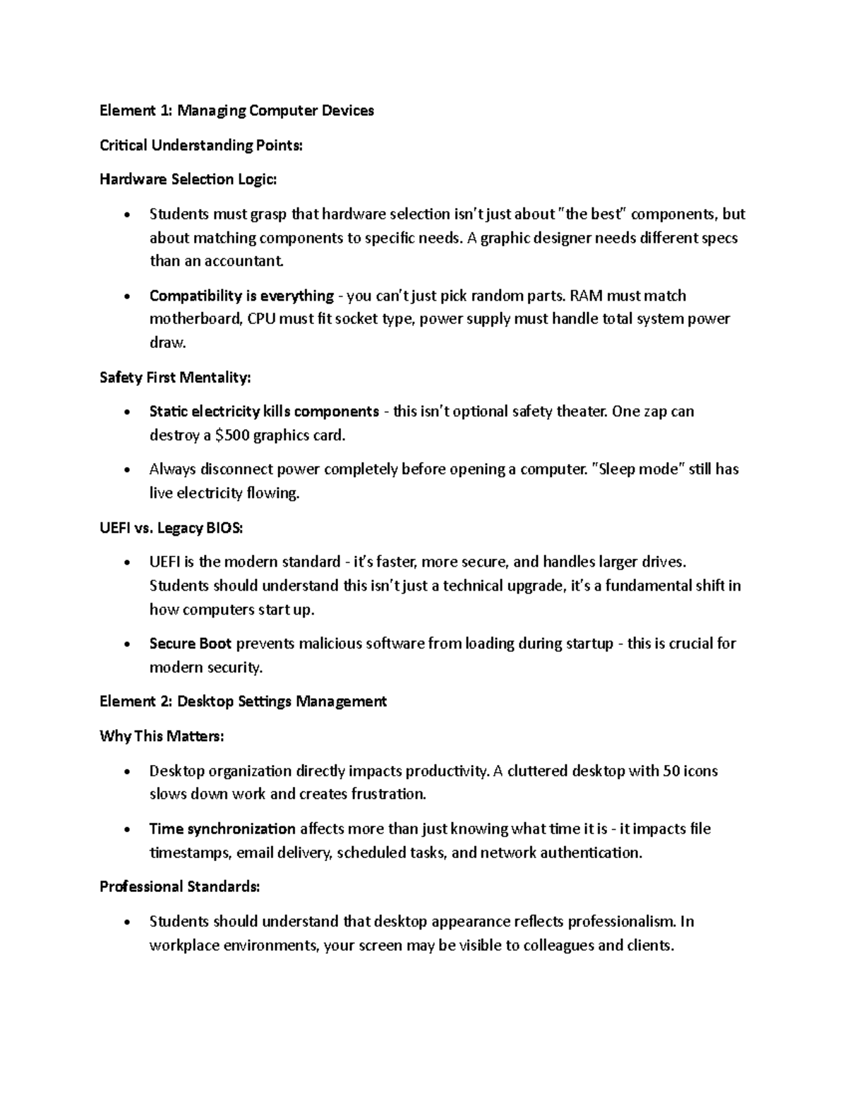 Computer Essentials - Lecture Notes: Key Points on Device Management ...