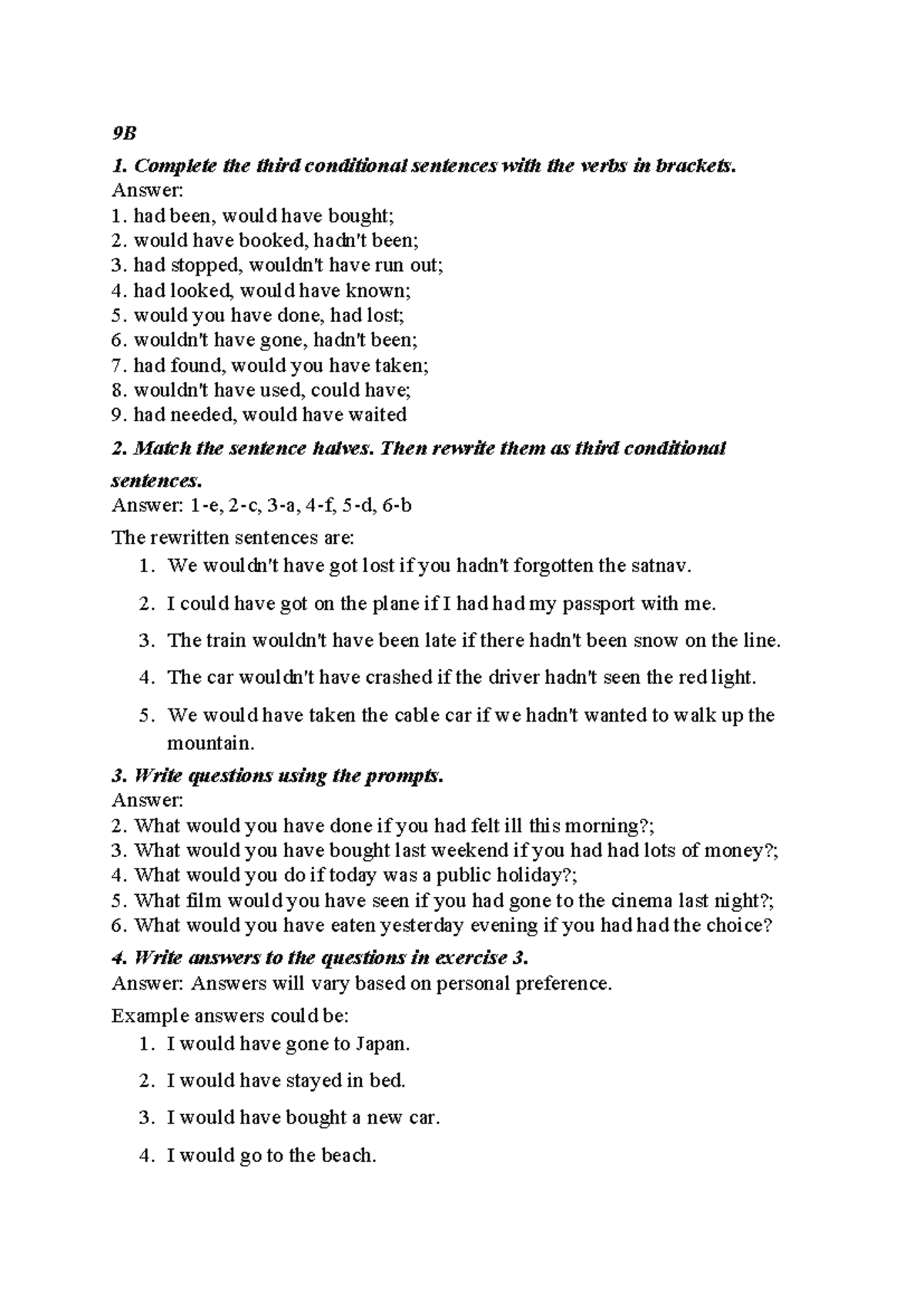 B1.2 094207001988 Third Conditional & Participle Clauses Exercises ...
