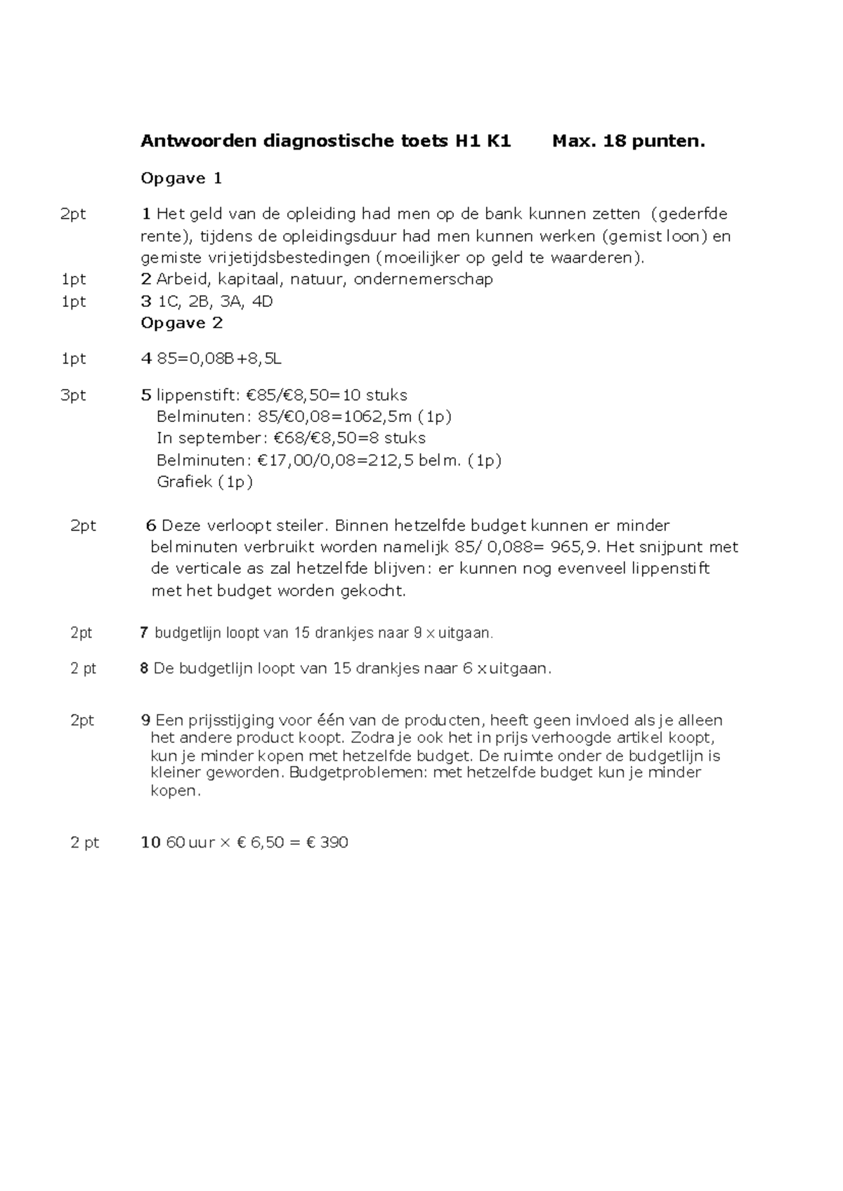Form Toets H1 K1 Antwoorden Schaarste en Ruil - 18 punten - Studeersnel